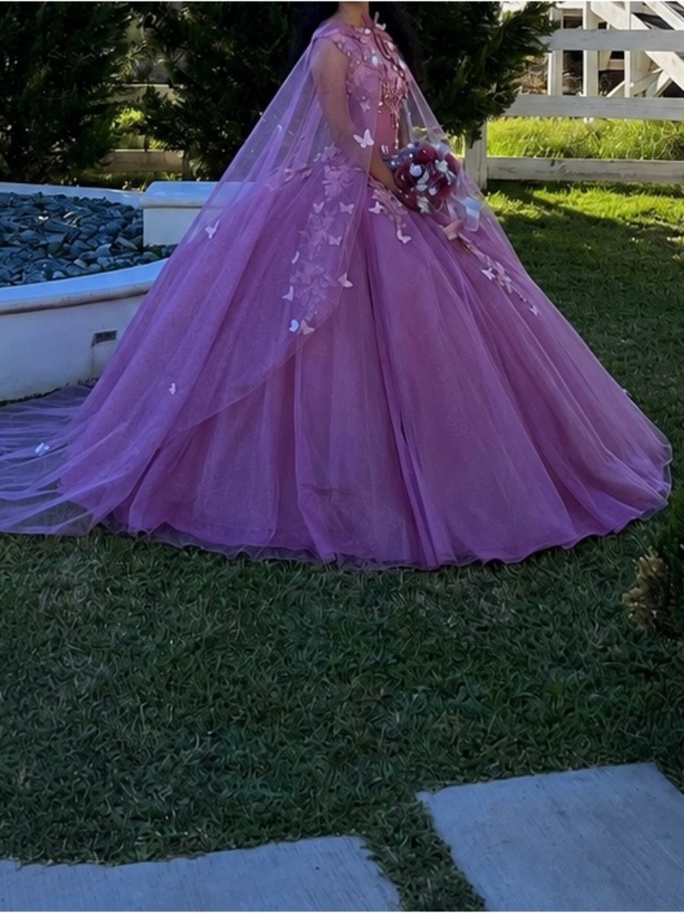 Pink quinceañera /sweet 16 ball gown with matching cape